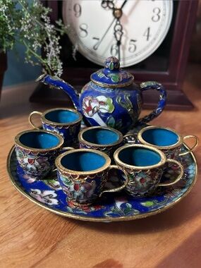 💙(UT) Vintage Chinese Cloisonné Miniature Tea Set